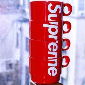 Authentic Supreme Stacking Cups Set of 4 Red & White